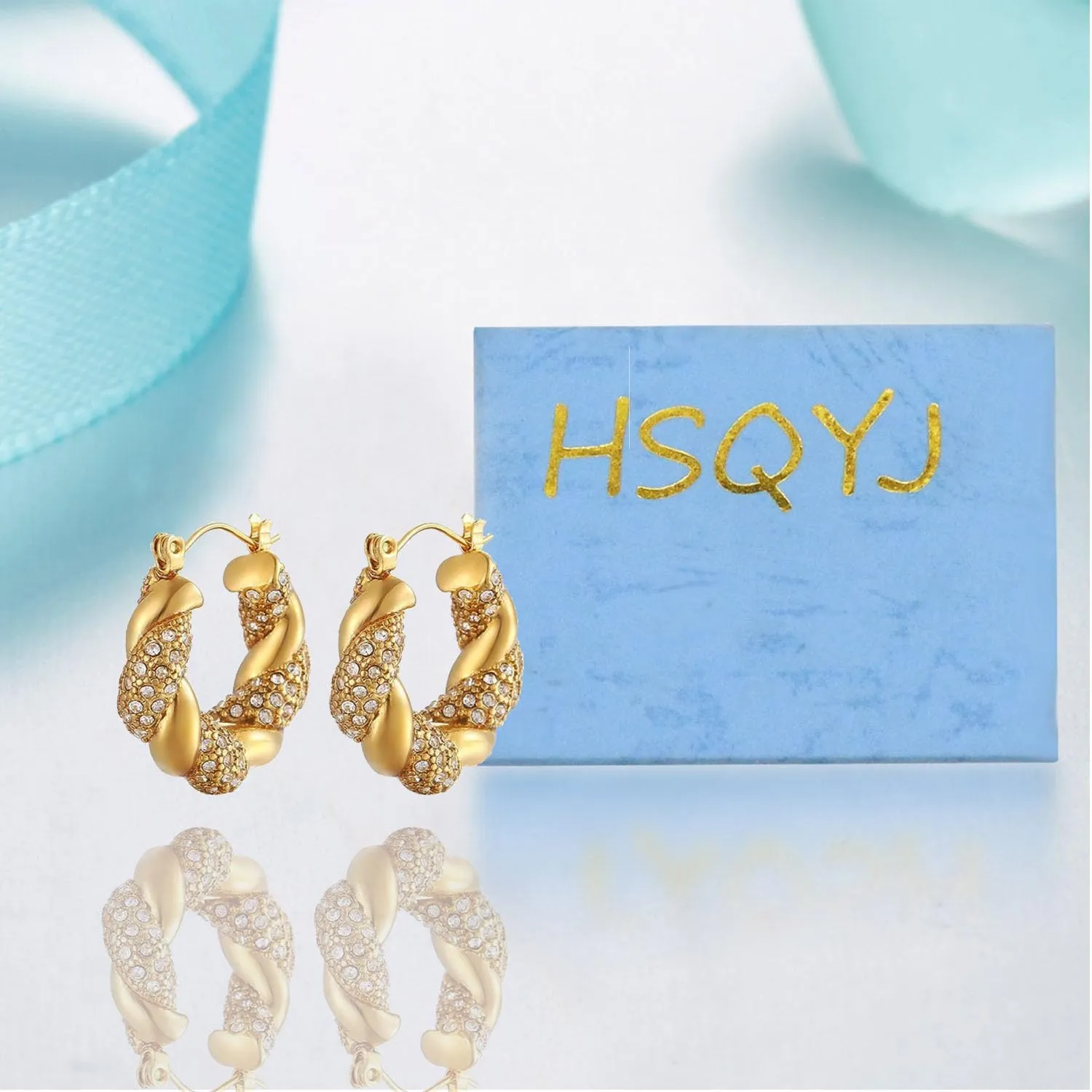 Gold Chunky Hoop Earrings for Women Metal Lightweight Hollow Geometry Drop Hoops Earring Fashion Hypoallergenic Jewelry for Women