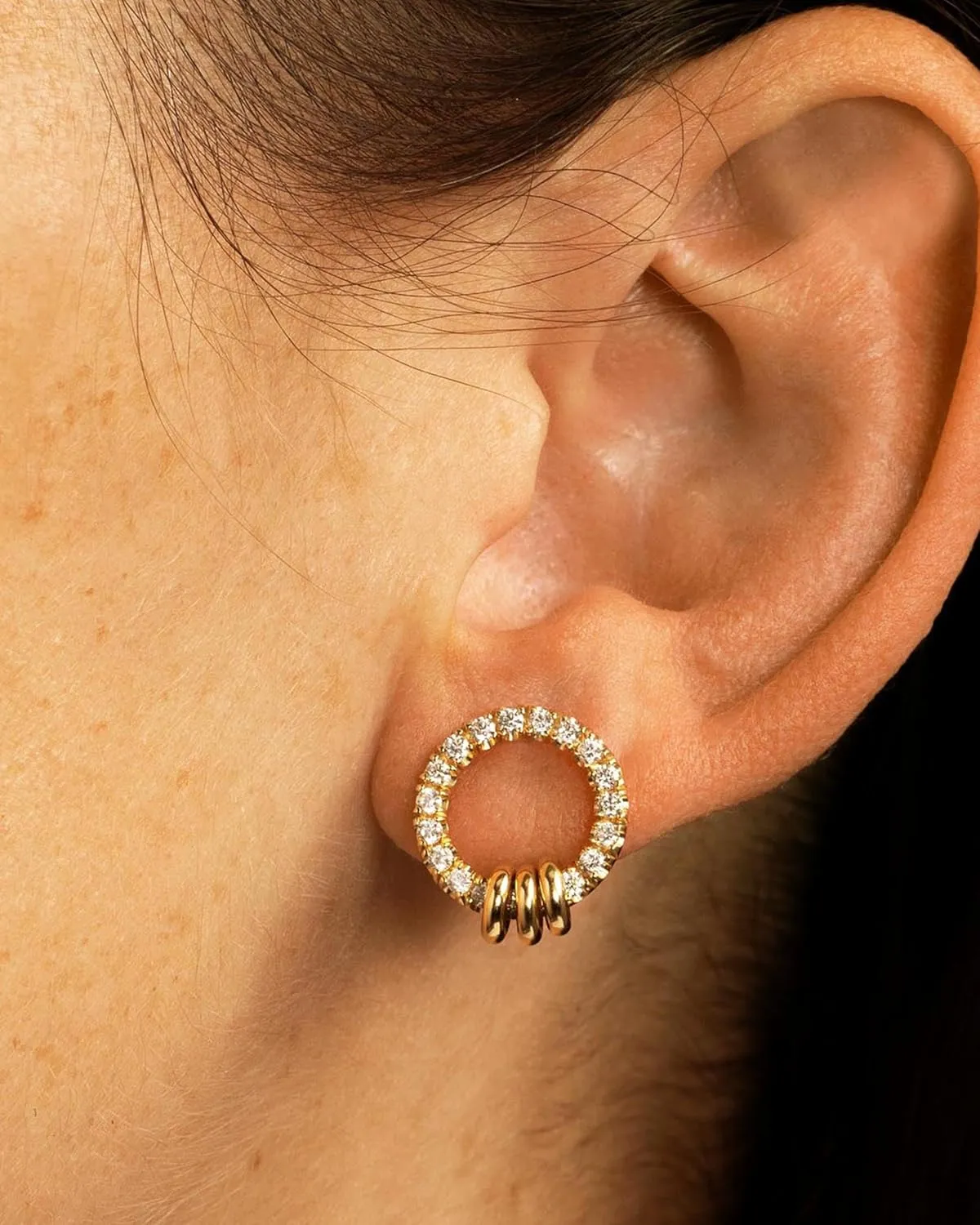 Gold Earrings for Women Trendy 14K Gold Plated Cubic Zirconia Stud Earrings Small Dainty Hypoallergenic Round Earrings Jewelry Gifts for Her