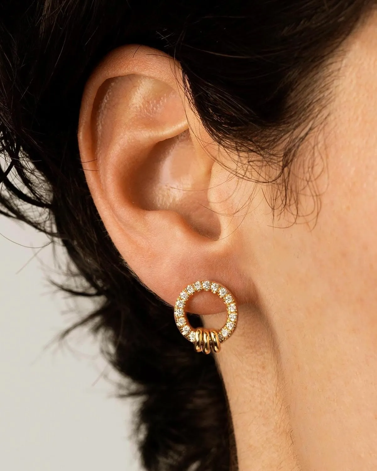 Gold Earrings for Women Trendy 14K Gold Plated Cubic Zirconia Stud Earrings Small Dainty Hypoallergenic Round Earrings Jewelry Gifts for Her