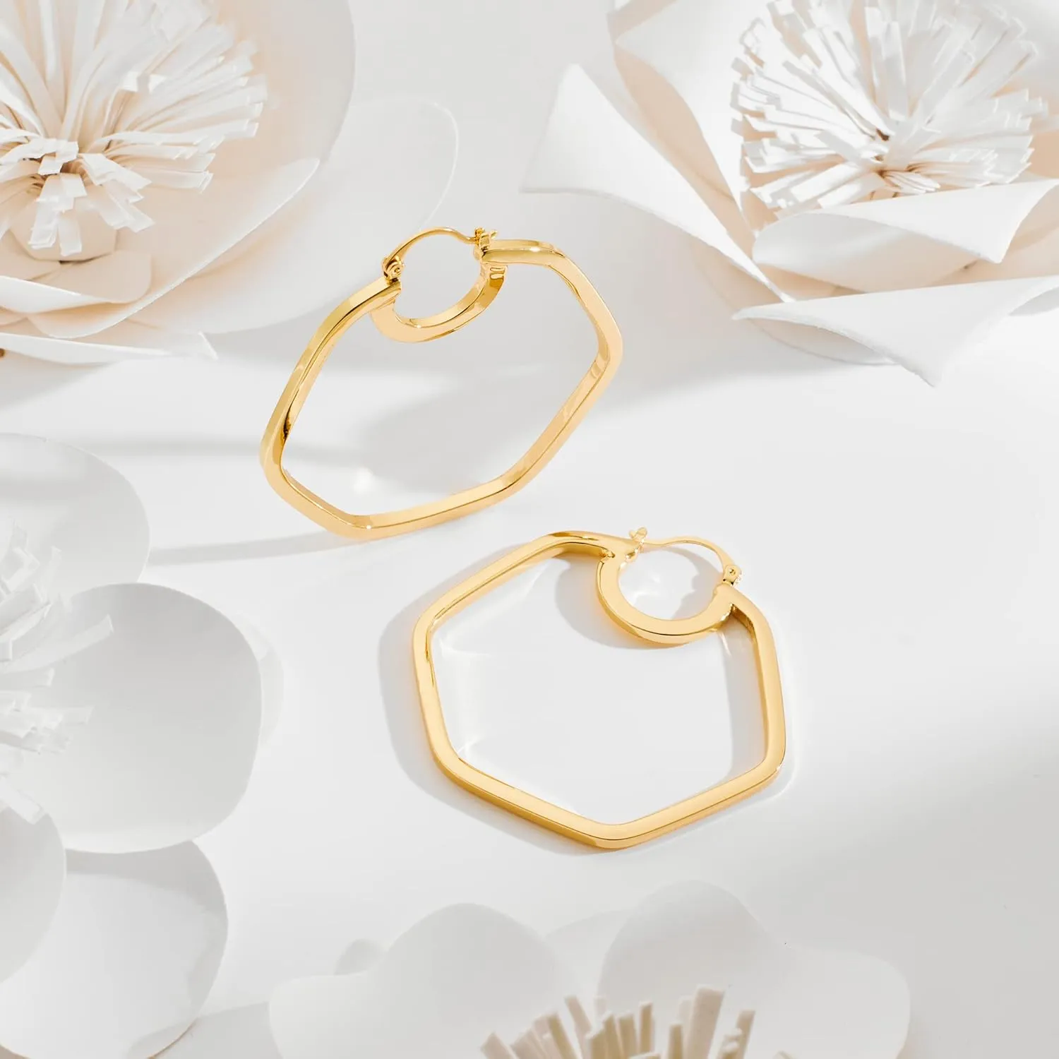 Gold Hoop Earrings for Women 18K Gold Plated Knot Hoop Earrings Statement Lightweight Thick Trendy Small Gold Open Hoops Fashion Jewelry