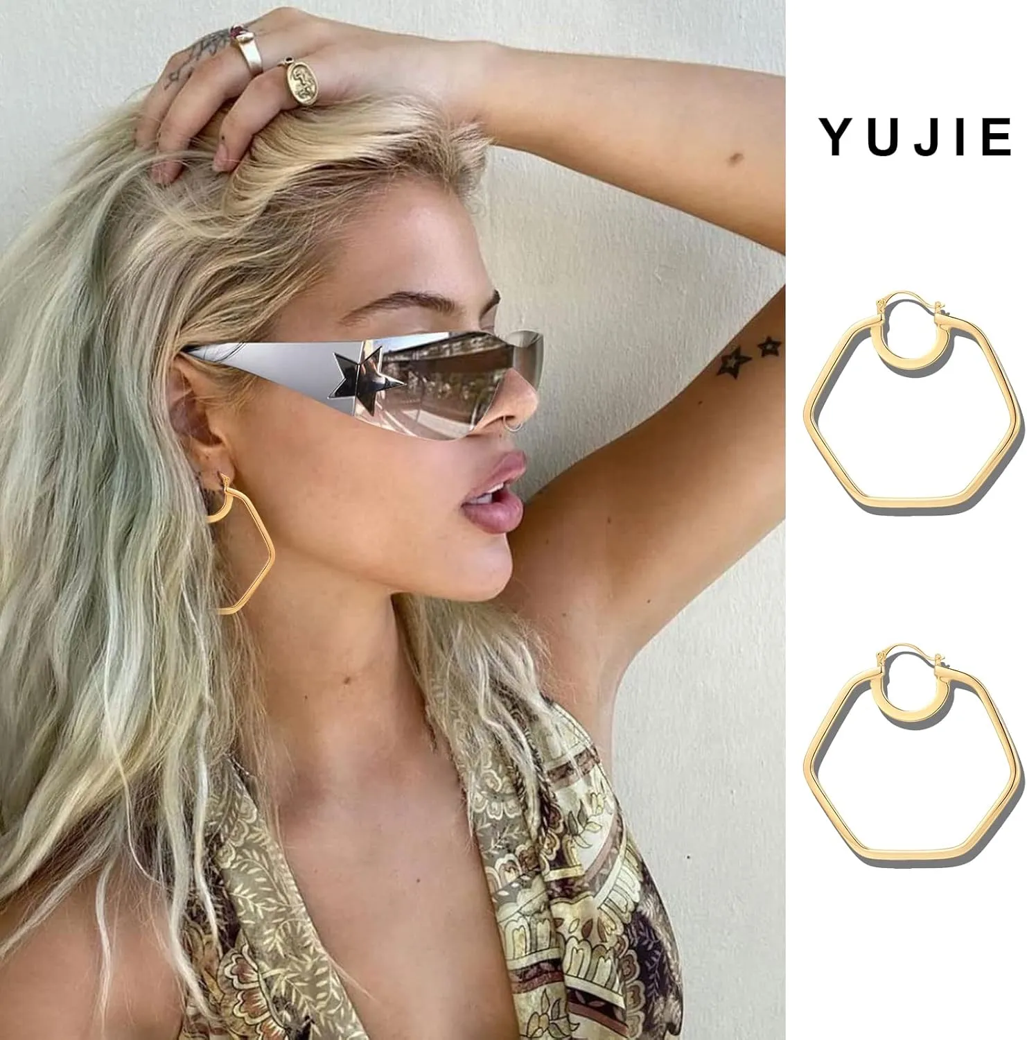 Gold Hoop Earrings for Women 18K Gold Plated Knot Hoop Earrings Statement Lightweight Thick Trendy Small Gold Open Hoops Fashion Jewelry