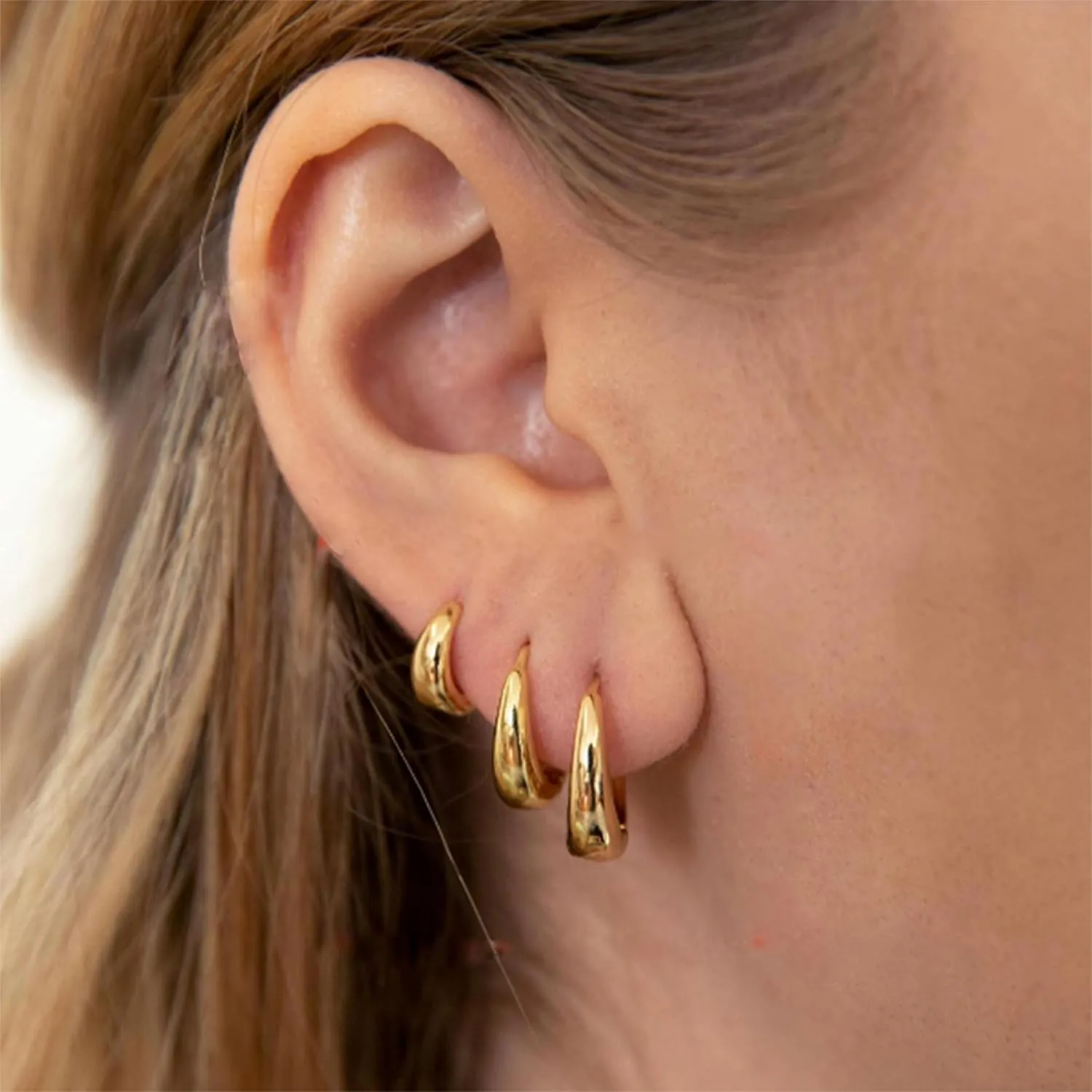 Gold Hoop Earrings for Women, Dainty Stud and Pearl Earring Set, Hypoallergenic Cartilage Earrings for Multiple Piercing, Small Trendy Jewelry