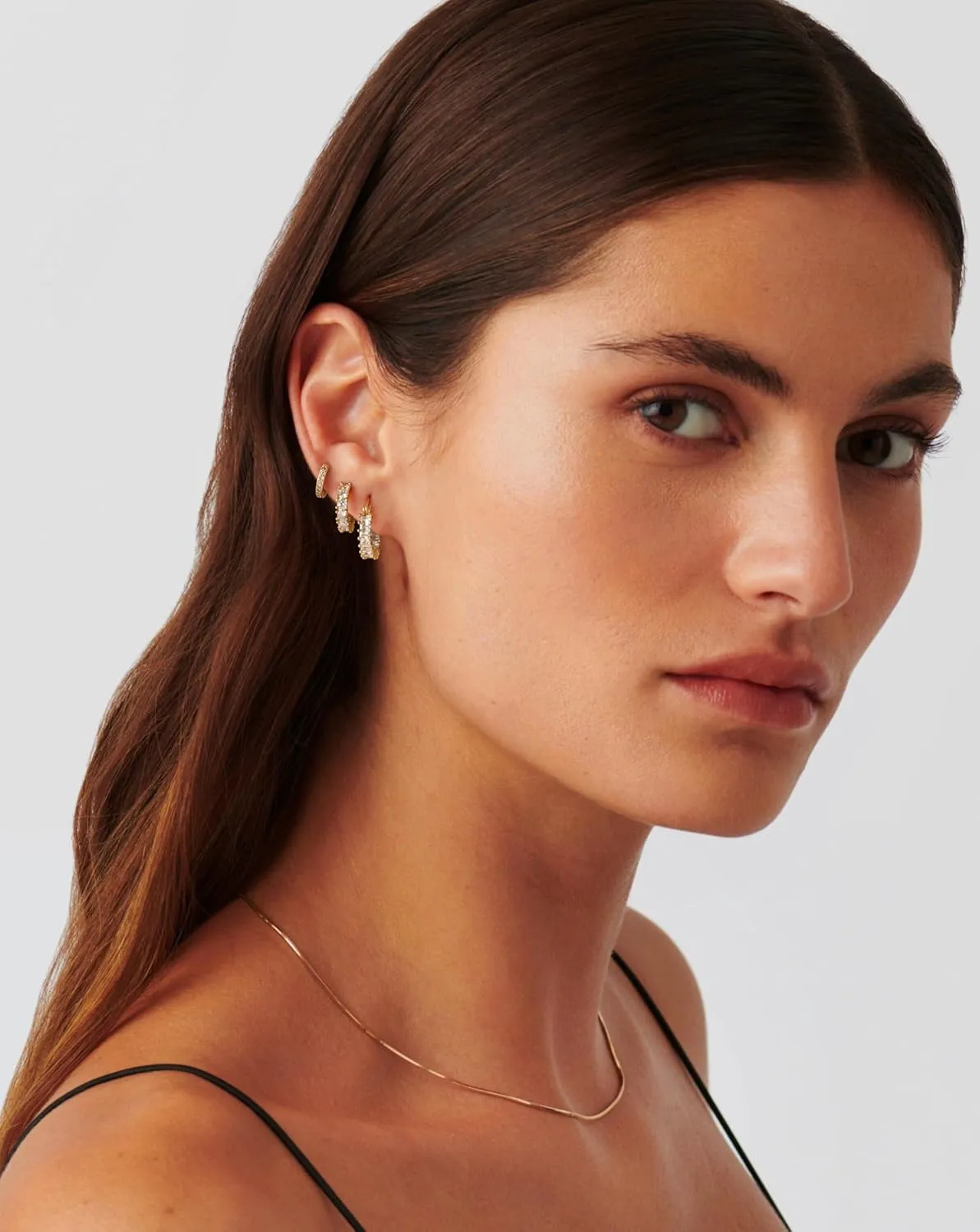 Gold Hoop Earrings for Women Trendy Gold Plated Hypoallergenic Stud Earrings Zirconia Cartilage Earrings Lightweight Dainty Multiple Piercing Jewelry Gifts for Women 3 Pairs