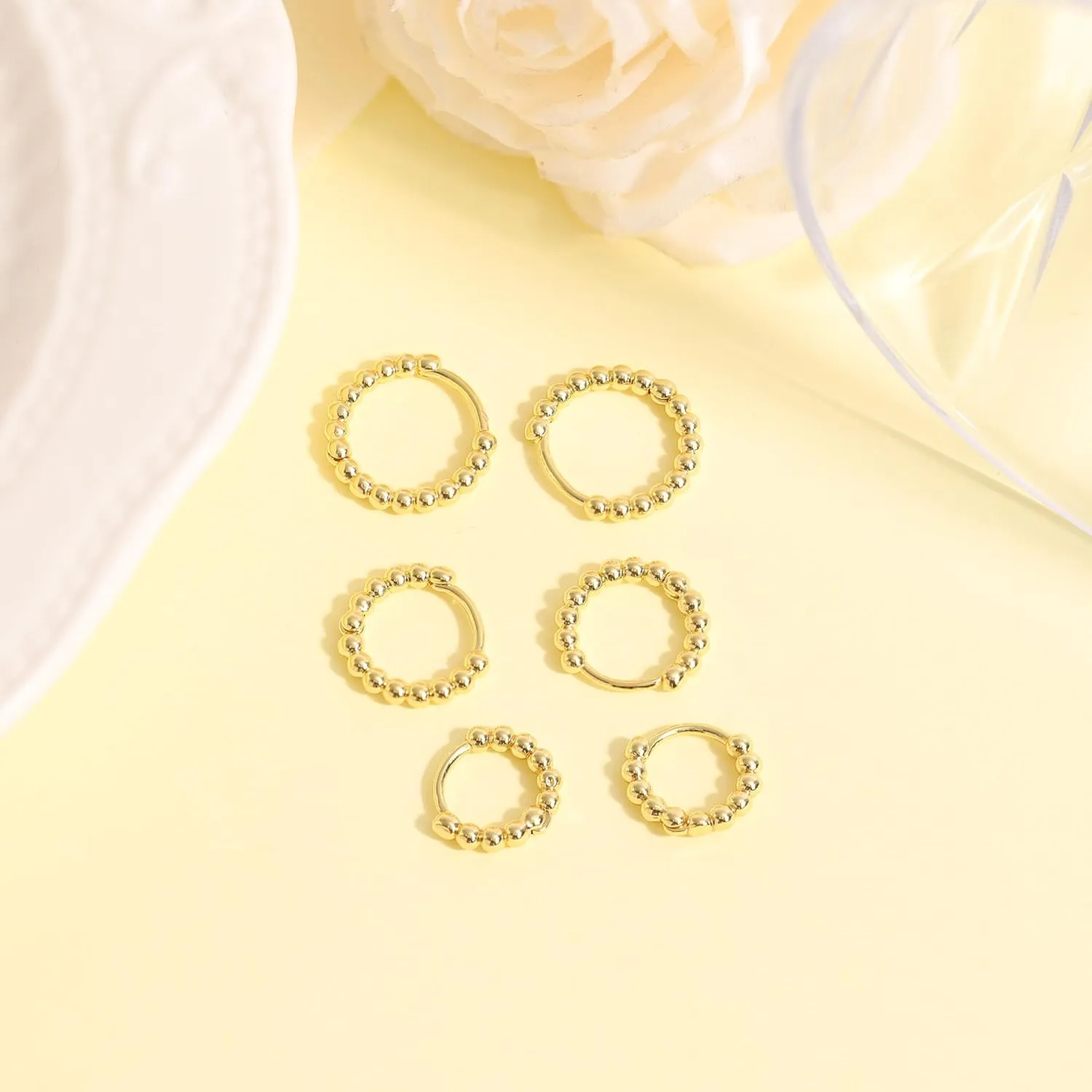 Gold Hoop Earrings Set for Women - Dainty 18K Gold Plated Huggies CZ Small Hoop Stud Earring Sets for Multiple Piercing Cartilage Earrings for Women Trendy Jewelry Womens Gifts