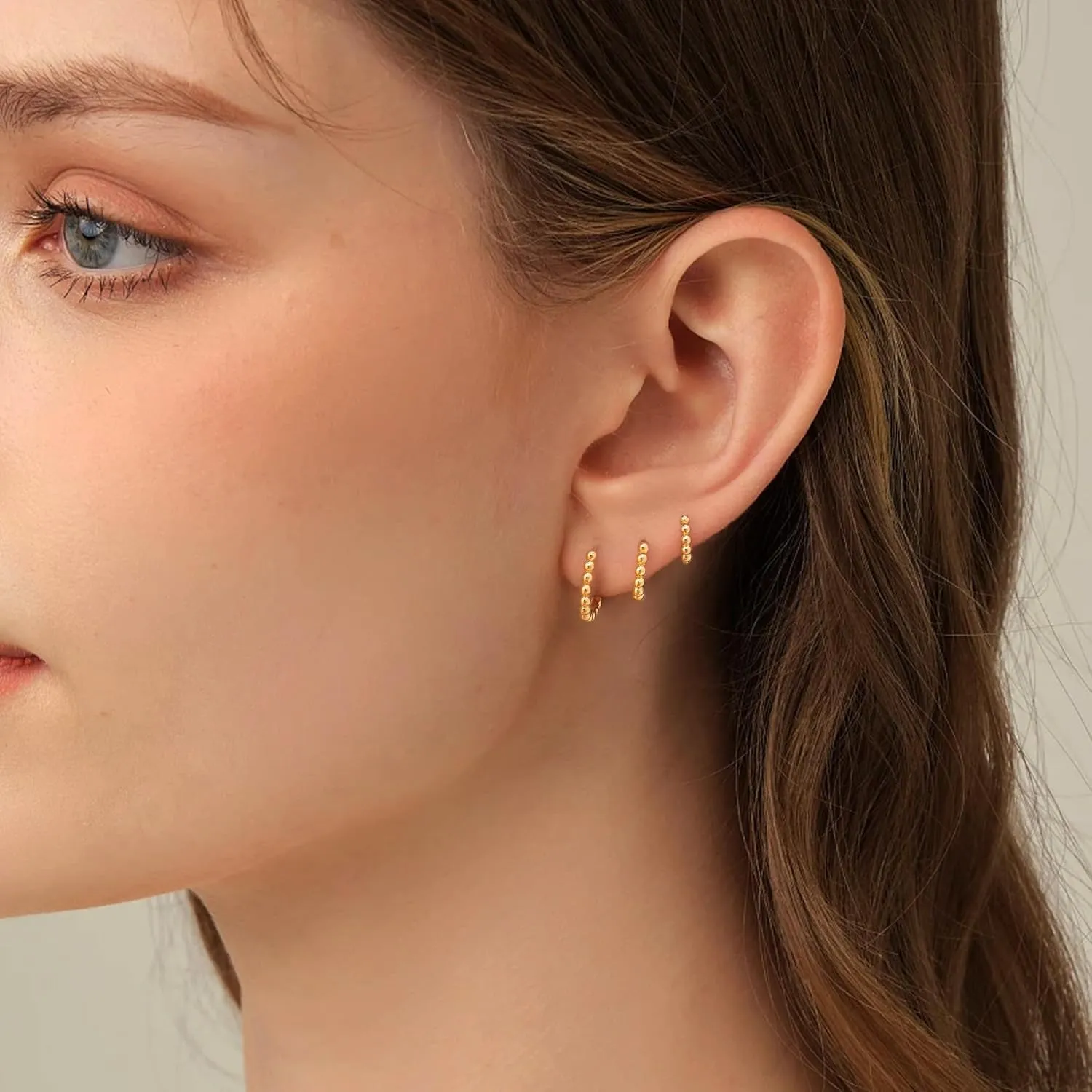 Gold Hoop Earrings Set for Women - Dainty 18K Gold Plated Huggies CZ Small Hoop Stud Earring Sets for Multiple Piercing Cartilage Earrings for Women Trendy Jewelry Womens Gifts