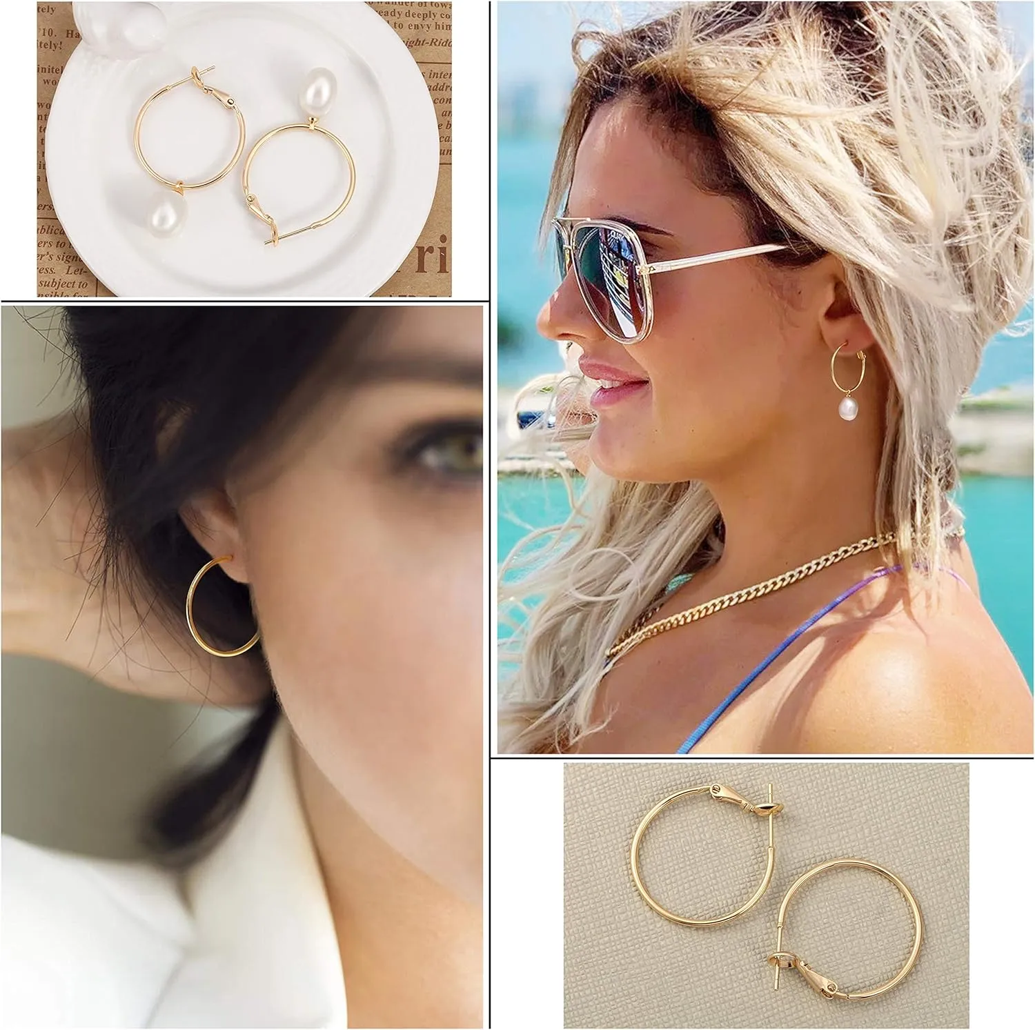Gold Huggie Hoop Earrings with Charms Fashion Pearl Drop Dangle Earrings for Women Handmade Karma Circle Jewelry for Ladies Lightweight Pearl Earrings on Christmas