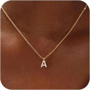 Gold Initial Necklaces for Women, Dainty 14K Gold Plated Letter Necklace Tiny A-Z Pendant Choker Necklace Trendy Cute Personalized Name Necklace Gold Jewelry Necklace for Women Gift