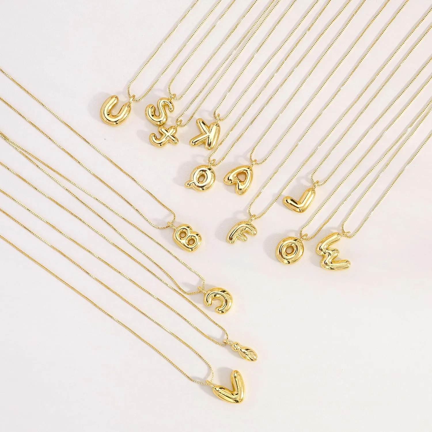 Gold Letter Necklace for Women, 14k Gold Plated Balloon Initialr Necklace Cute Gold Personalized Name Necklaces for Women Trendy Jewelry