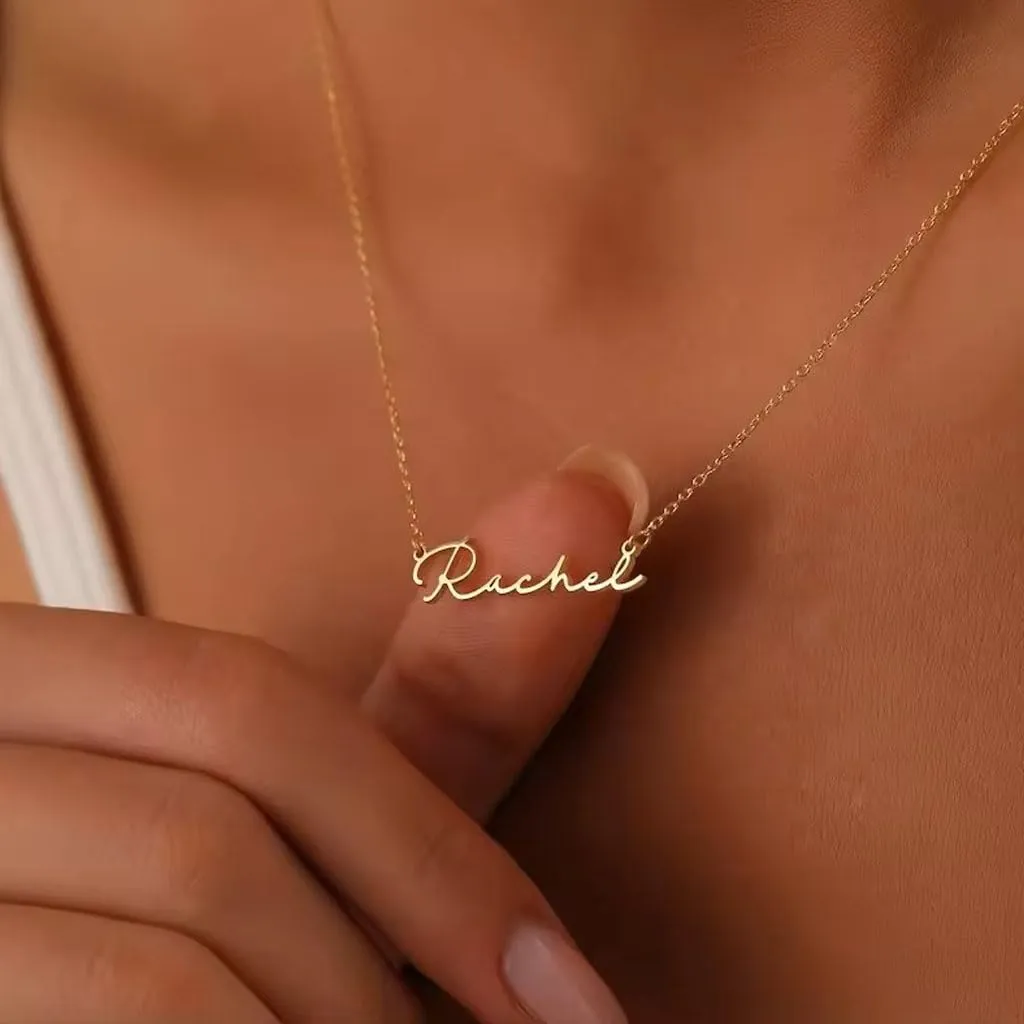 Gold Name Necklace, Custom Name Necklaces for Women, Stainless Steel Plated with 14k Gold, Birthday Gifts for Women
