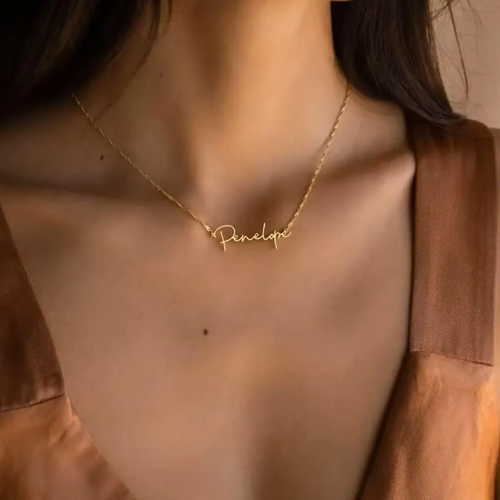 Gold Name Necklace, Custom Name Necklaces for Women, Stainless Steel Plated with 14k Gold, Birthday Gifts for Women