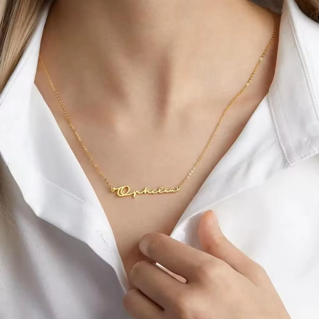 Gold Name Necklace, Custom Name Necklaces for Women, Stainless Steel Plated with 14k Gold, Birthday Gifts for Women