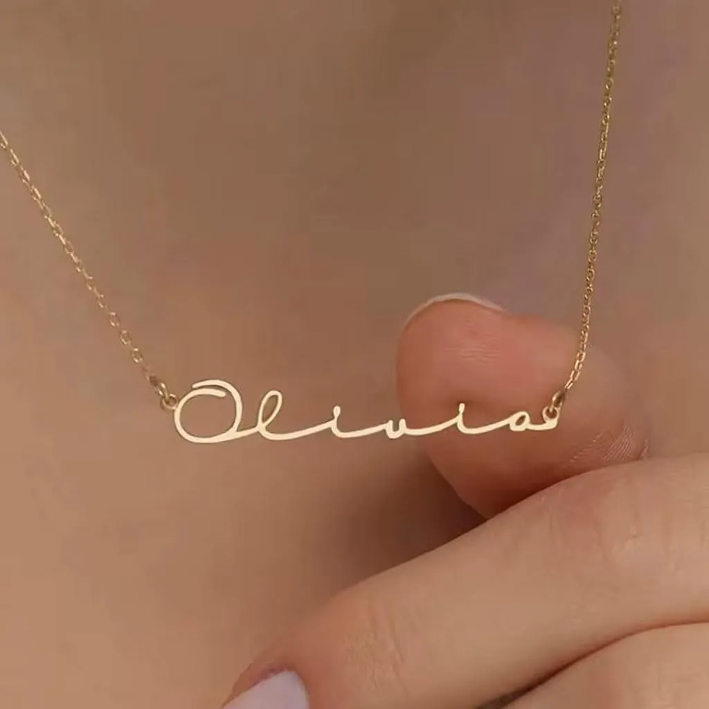 Gold Name Necklace, Custom Name Necklaces for Women, Stainless Steel Plated with 14k Gold, Birthday Gifts for Women