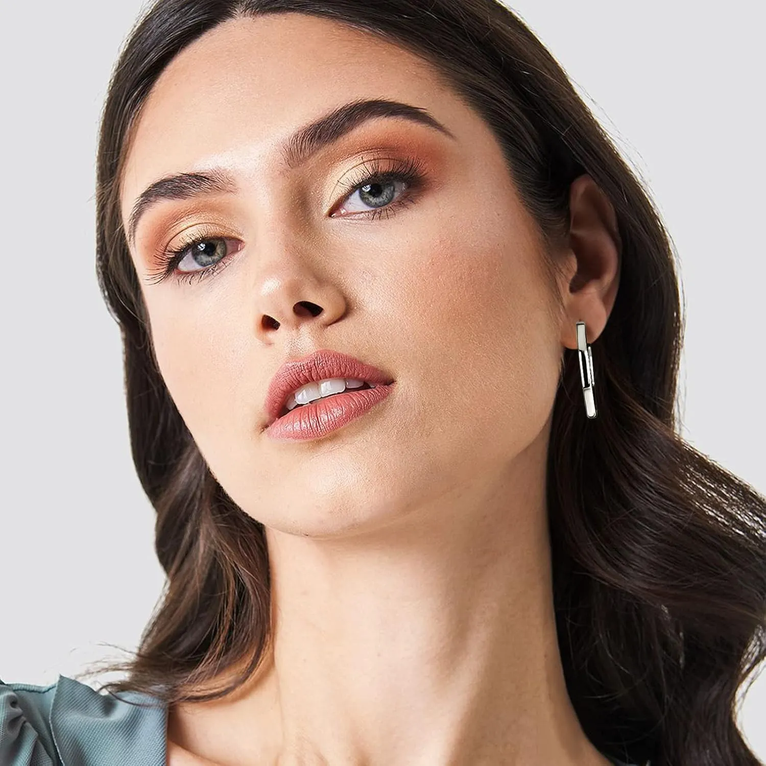 Gold/Silver Hoop Earring for Women - White-Gold-Plated Earrings - Thick Gold-Plated Stud for Metal Sensitive Ears