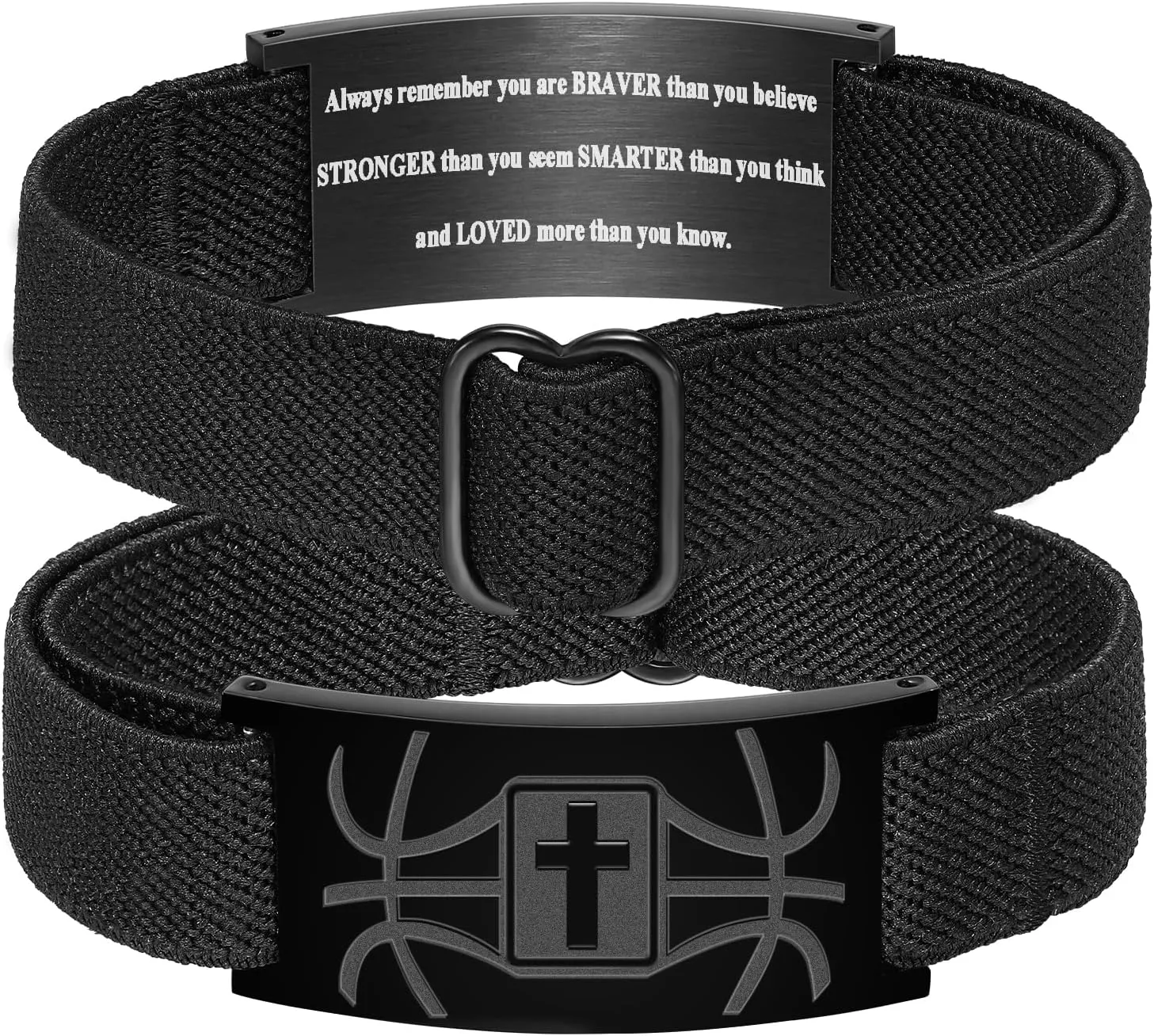 Graduation Gifts for Him Bracelets for Men Boys Basketball Cross Bracelet Elastic Strap Stainless Steel Adjustable Bible Verse Bracelets Baptism Christian Jewelry Graduation Gifts