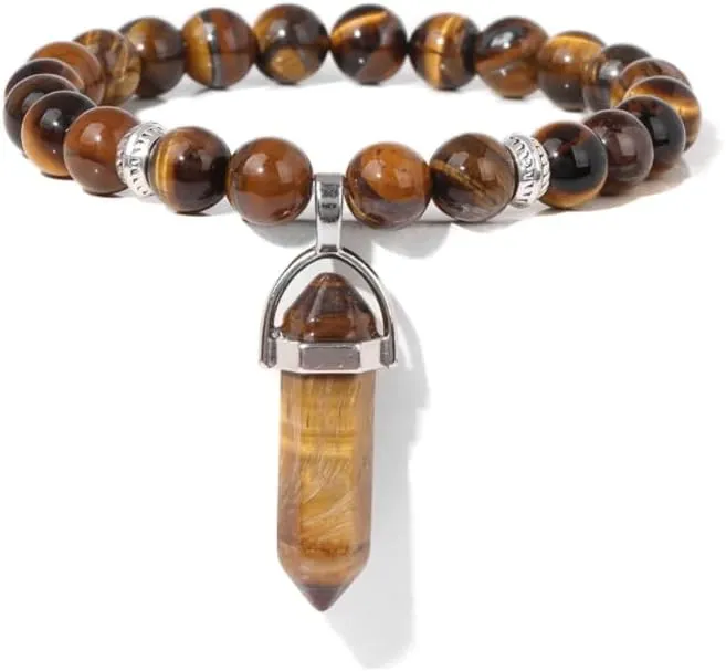 Green Aventurine Hexagonal Column Charm Bracelet Natural Stone Beaded Bracelets For Women Men Prayer Yoga