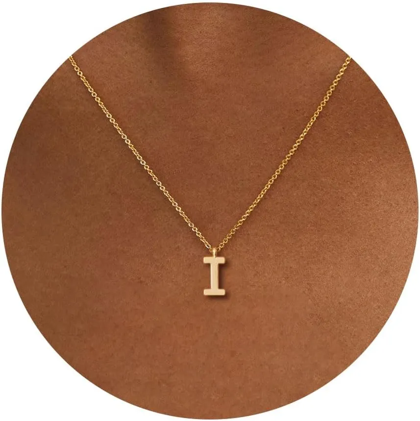 HANLI Initial Necklaces for Women - 14k Gold Plated Dainty Letter Necklace Simple Alphabet A-Z Necklace Personalized Monogram Name Necklace for Women Jewelry