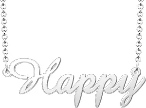 Happy Name Necklace Personalized Sterling Silver Custom Name Necklace for Women