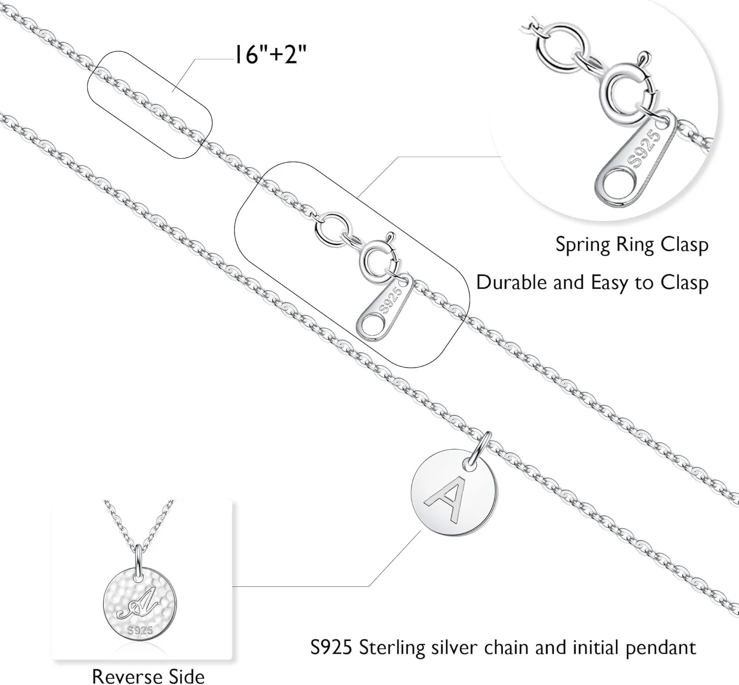 Hidepoo Kindergarten Graduation Gifts - Disc Initial Necklace Gifts for Girls, 14K Gold Filled/Rose Gold/S925 Sterling Silver Disc Initial Necklaces Tiny Initial Necklace Jewelry for Girls Women