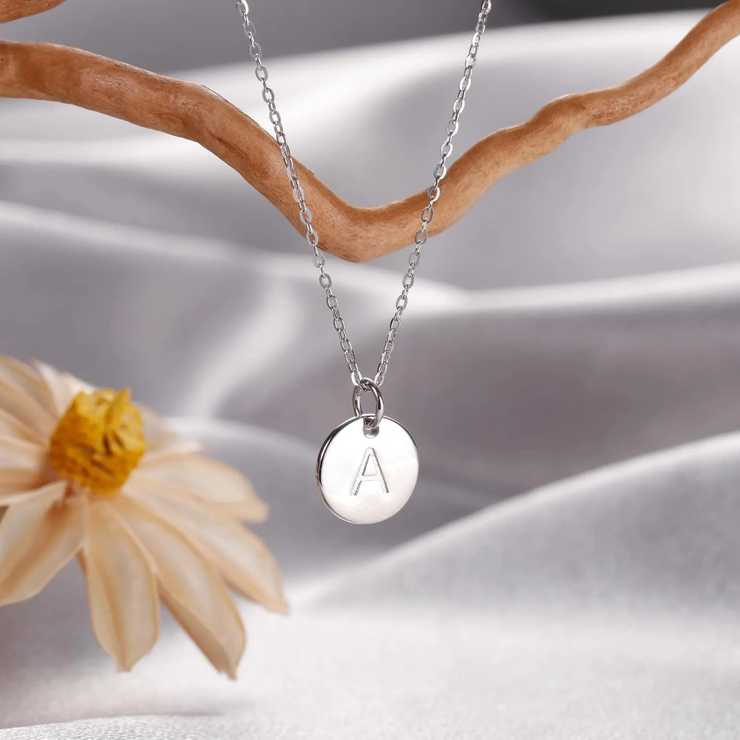 Hidepoo Kindergarten Graduation Gifts - Disc Initial Necklace Gifts for Girls, 14K Gold Filled/Rose Gold/S925 Sterling Silver Disc Initial Necklaces Tiny Initial Necklace Jewelry for Girls Women