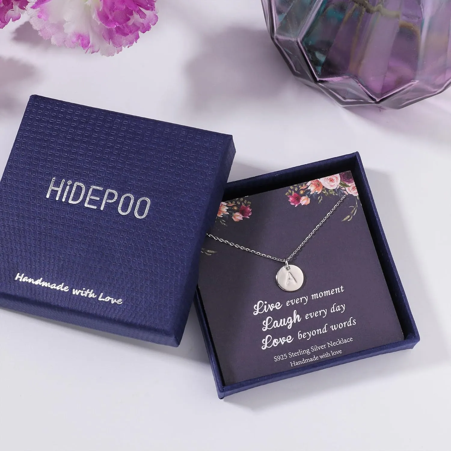 Hidepoo Kindergarten Graduation Gifts - Disc Initial Necklace Gifts for Girls, 14K Gold Filled/Rose Gold/S925 Sterling Silver Disc Initial Necklaces Tiny Initial Necklace Jewelry for Girls Women
