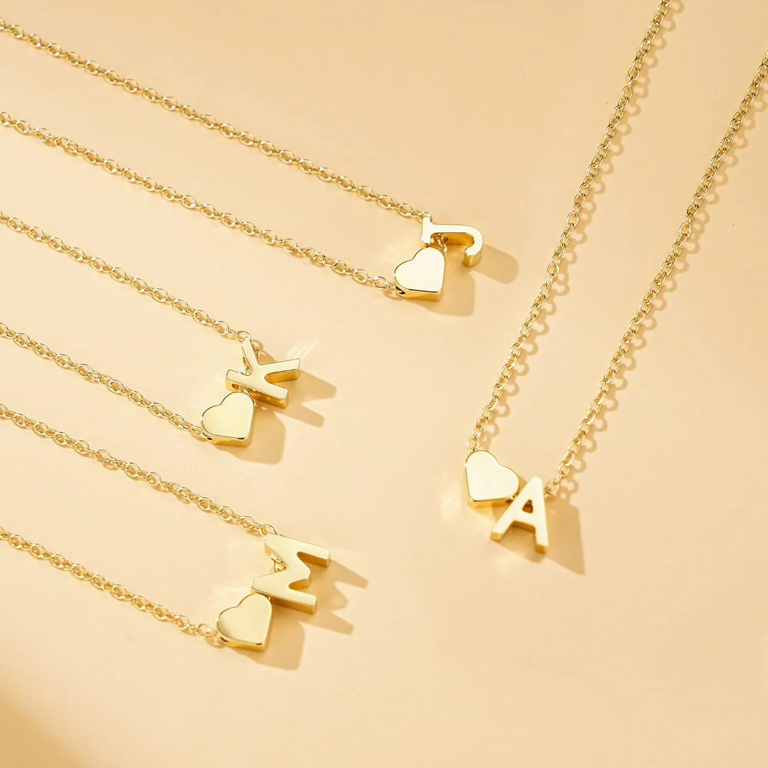 High School Graduation Gifts - 14K Gold Initial Necklace, Heart Initials Necklaces for Women, Dainty Tiny Gold Necklace Woman Jewelry, Birthday Gift for Mom