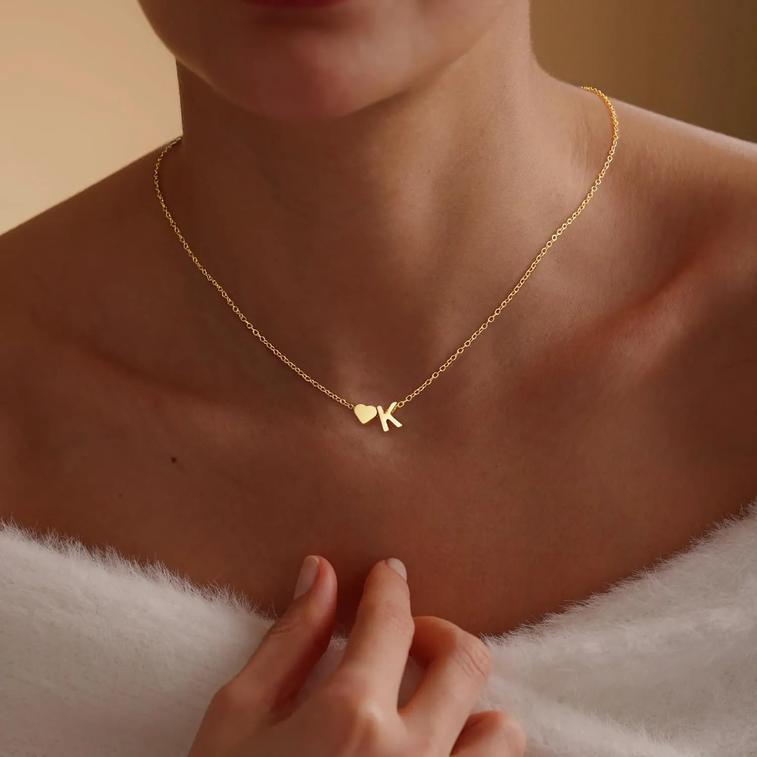 High School Graduation Gifts - 14K Gold Initial Necklace, Heart Initials Necklaces for Women, Dainty Tiny Gold Necklace Woman Jewelry, Birthday Gift for Mom