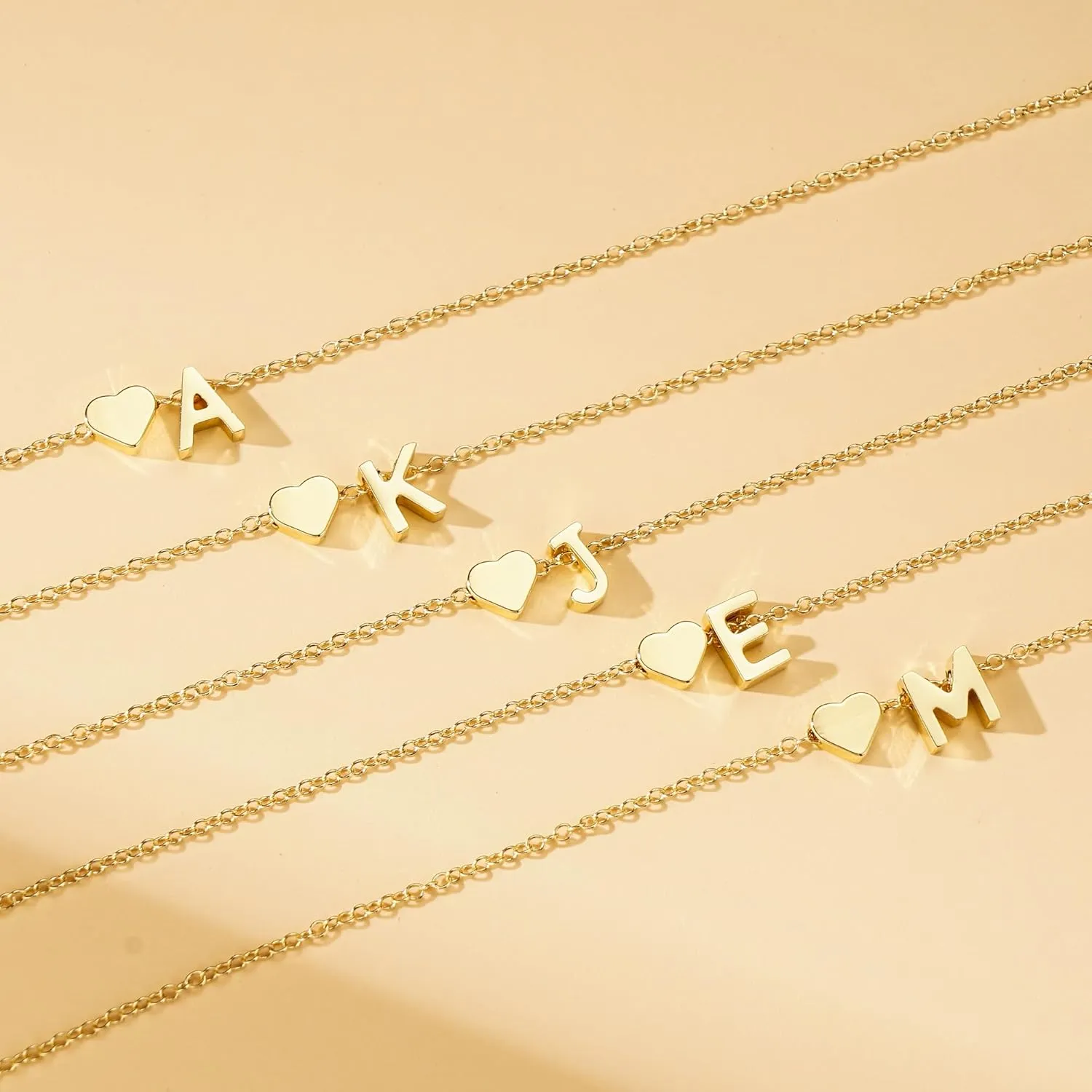 High School Graduation Gifts - 14K Gold Initial Necklace, Heart Initials Necklaces for Women, Dainty Tiny Gold Necklace Woman Jewelry, Birthday Gift for Mom