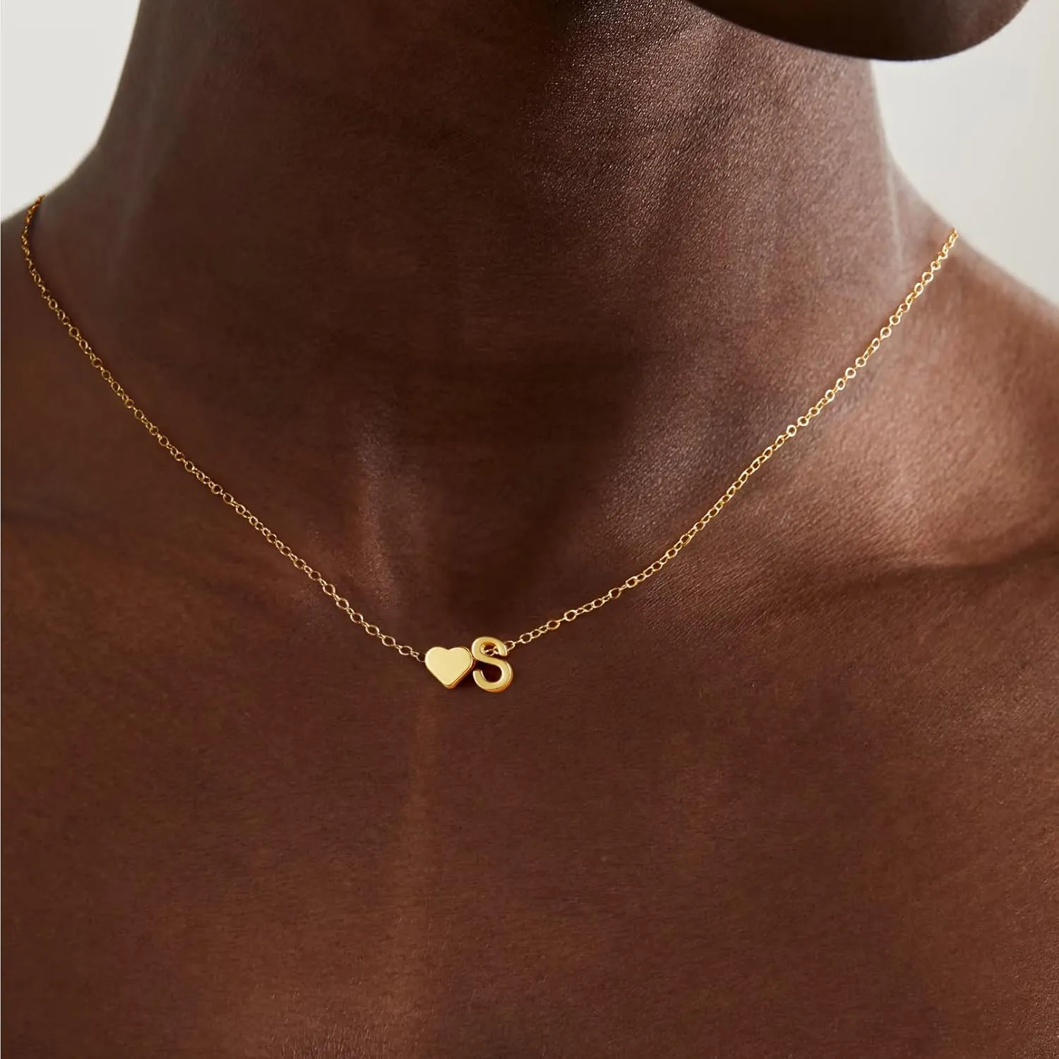 High School Graduation Gifts - 14K Gold Initial Necklace, Heart Initials Necklaces for Women, Dainty Tiny Gold Necklace Woman Jewelry, Birthday Gift for Mom