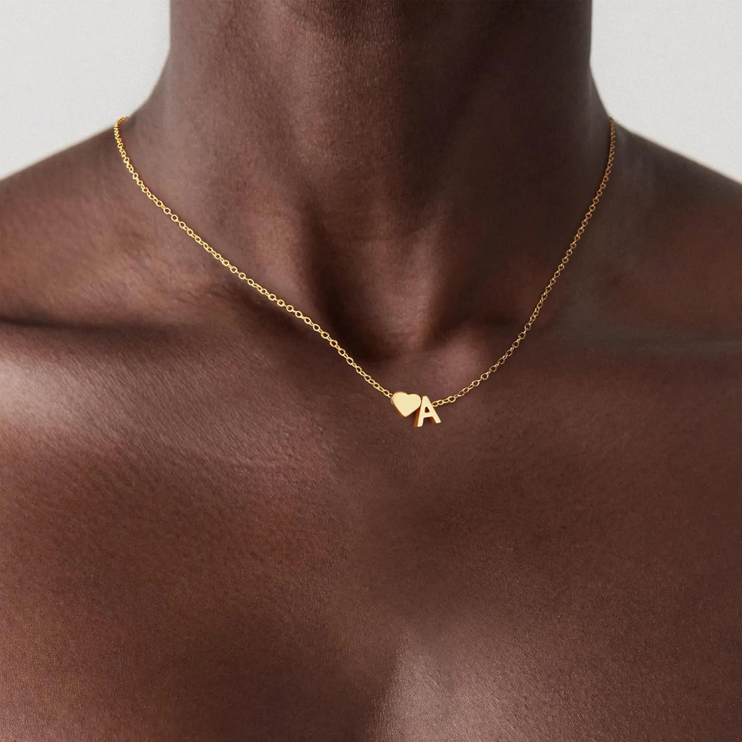 High School Graduation Gifts - 14K Gold Initial Necklace, Heart Initials Necklaces for Women, Dainty Tiny Gold Necklace Woman Jewelry, Birthday Gift for Mom