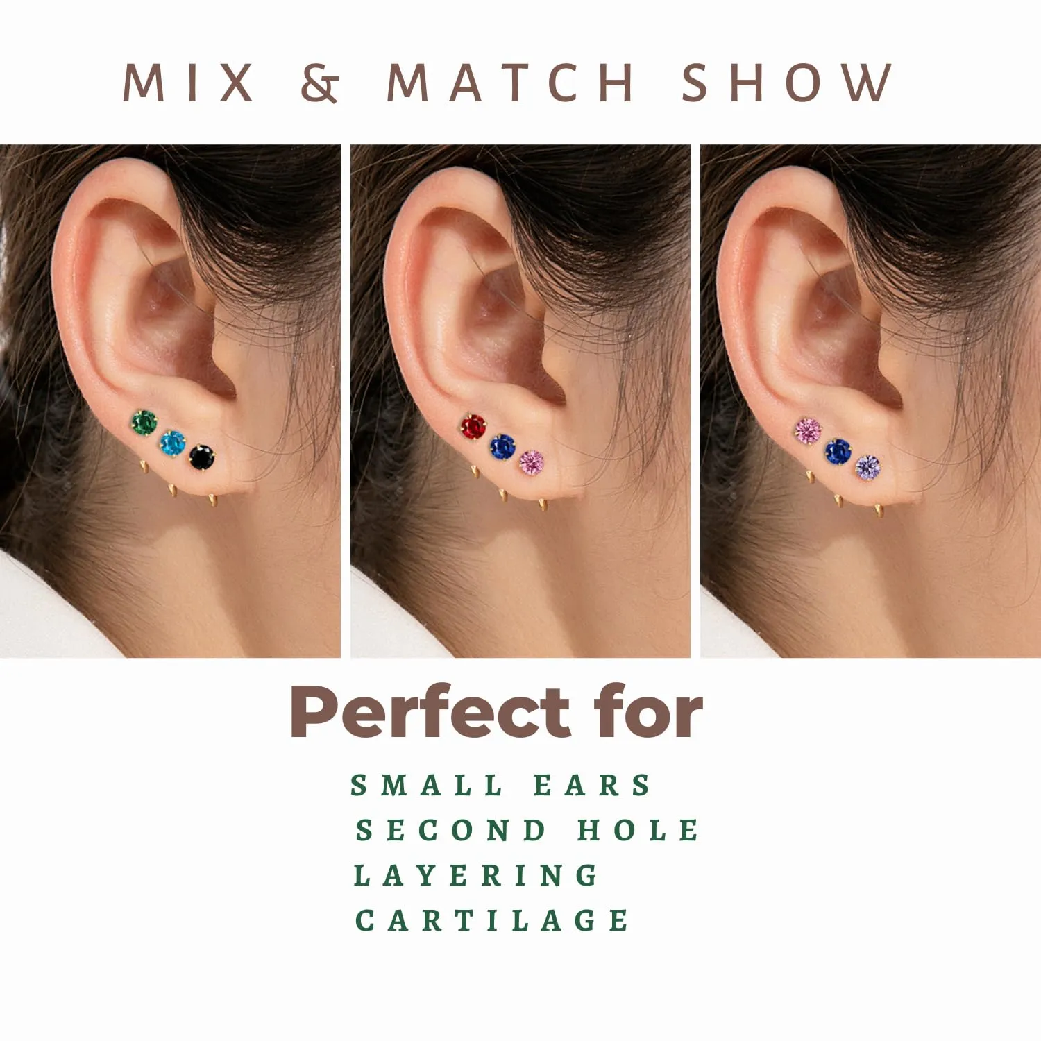 Hypoallergenic Earring for Women Men, Black CZ Sterling Silver Small Huggie Hoop Earrings, Minimalist Small Silver Hoop Earrings