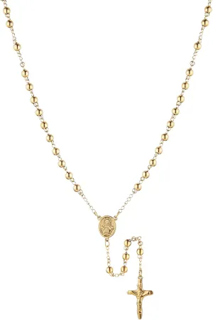 HZMAN Rosary Beads Cross Necklace for Women Stainless Steel Heavy Crucifix Virgin Mary Y Shape Necklaces Jewelry