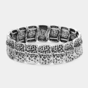 iLLASPARKZ Burnished Textured Metal Link Stretch Bracelet
