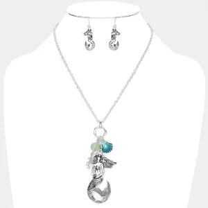 iLLASPARKZ Enamel Shell Metal Mermaid Coral Pendant Necklace