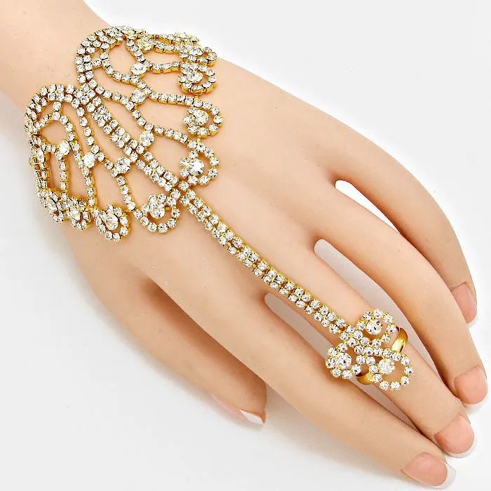 iLLASPARKZ Floral Rhinestone Hand Chain