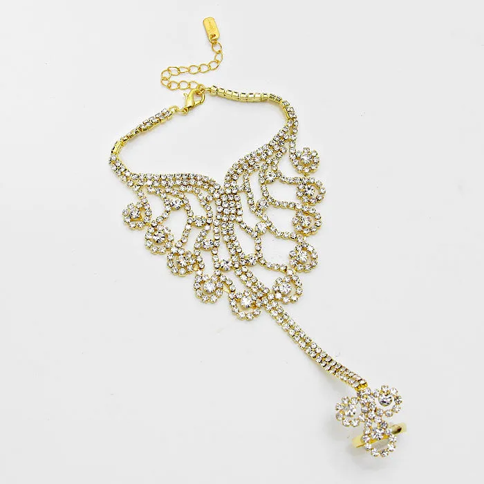 iLLASPARKZ Floral Rhinestone Hand Chain