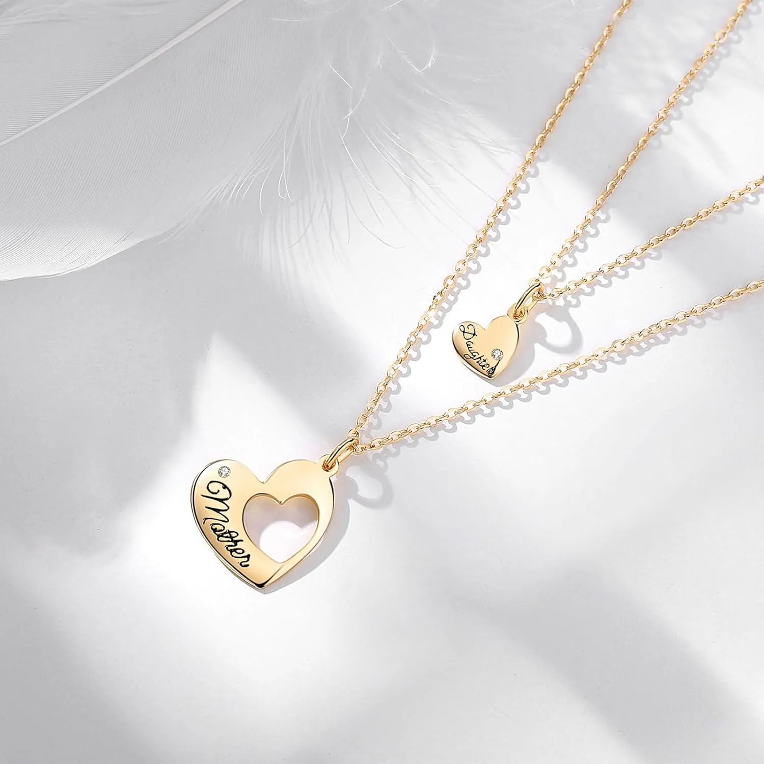 INFUSEU Sterling Silver Mother Daughter Necklaces Small Heart Matching Set for Mothers Day Birthday Gifts, 20" 18" Chain