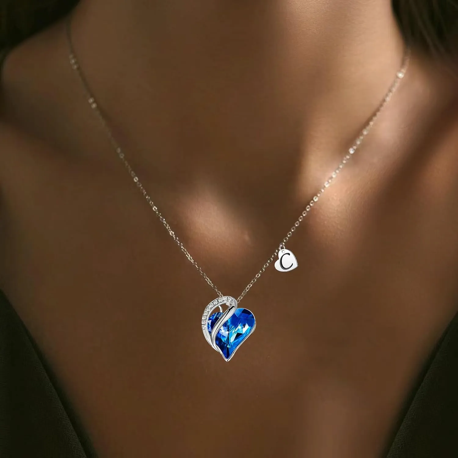 Initial Heart Necklaces for Women, Silver Letter Necklace Personalized Gifts for Women, Teens and Preteen Girls for Age 3 
