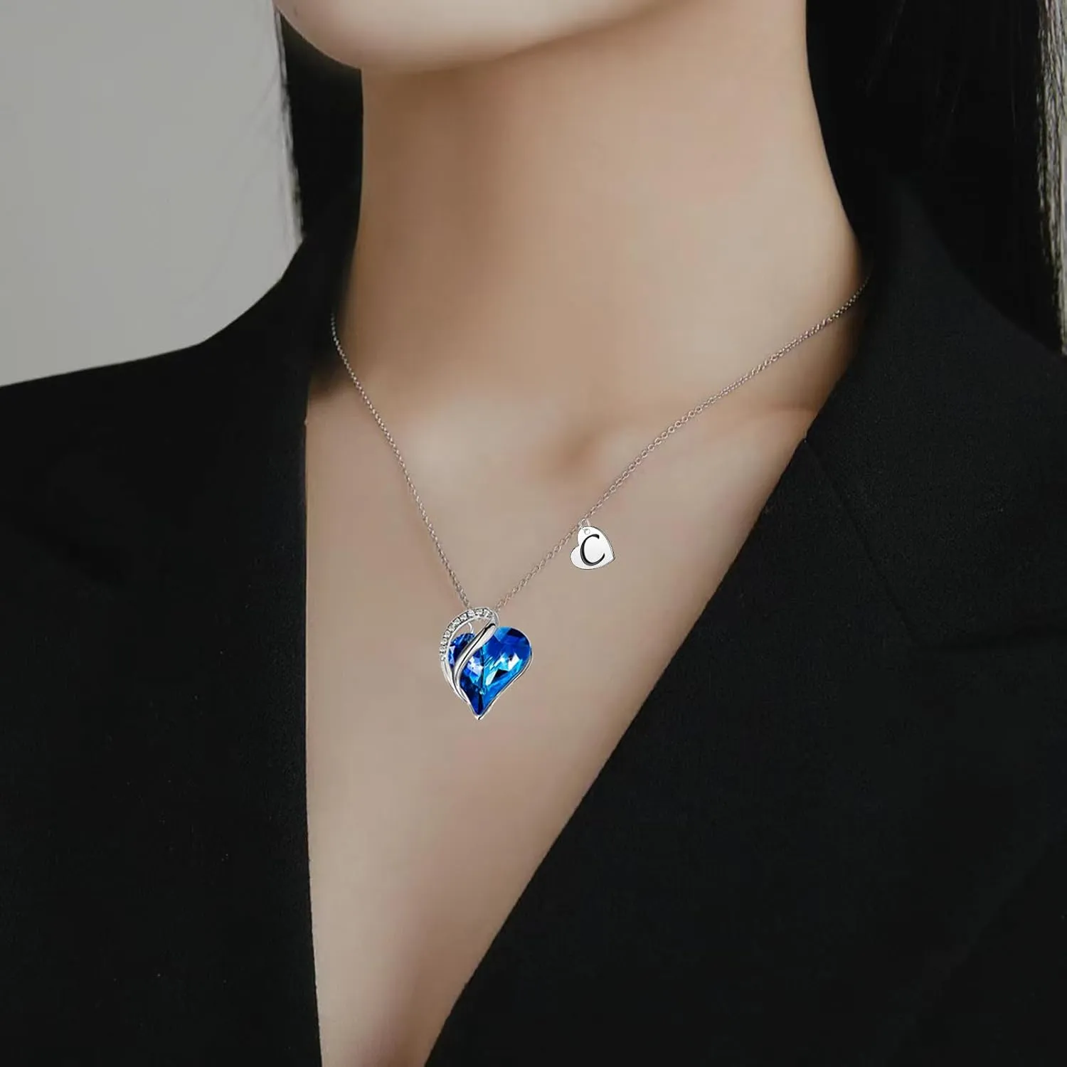 Initial Heart Necklaces for Women, Silver Letter Necklace Personalized Gifts for Women, Teens and Preteen Girls for Age 3 