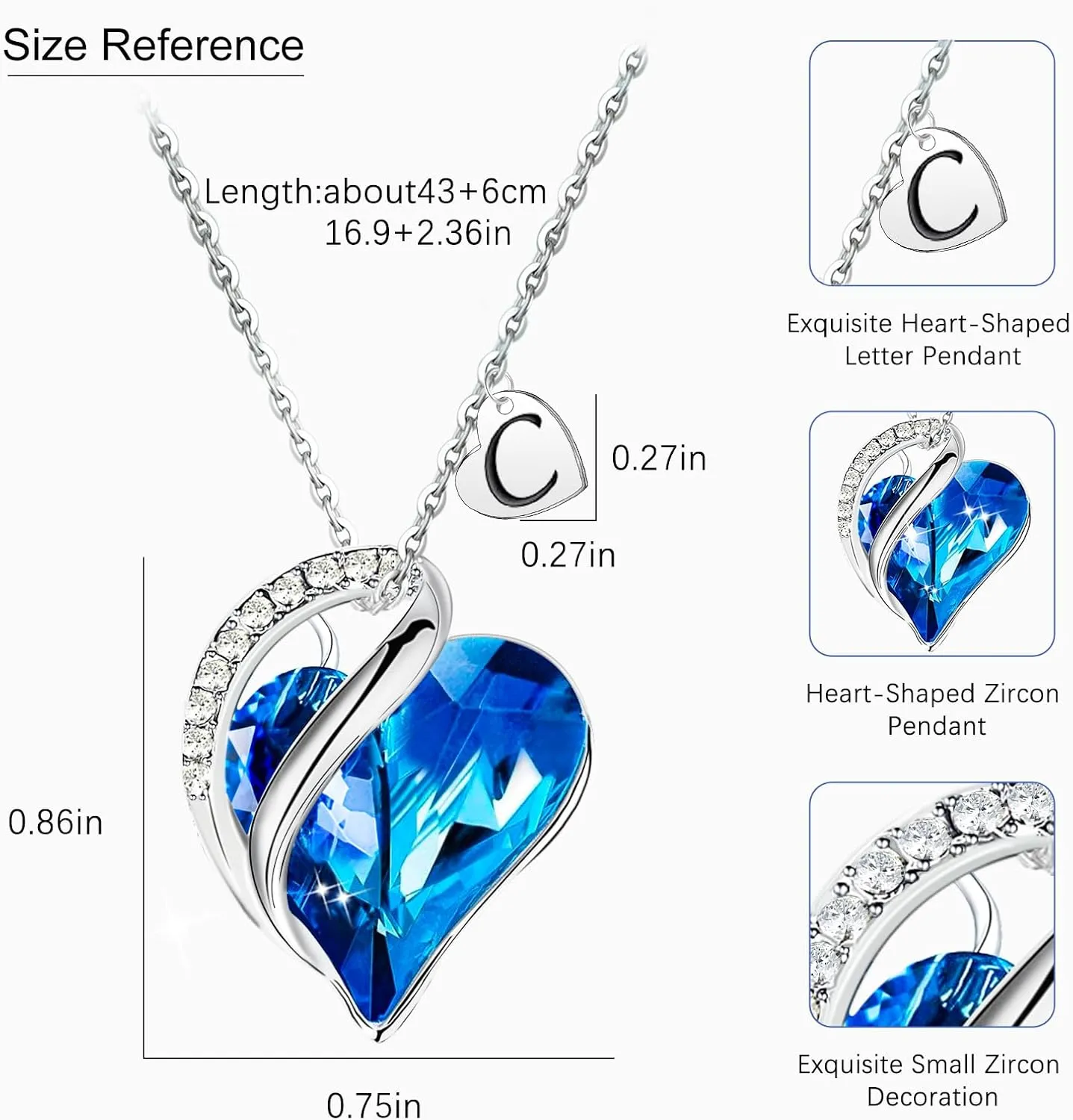 Initial Heart Necklaces for Women, Silver Letter Necklace Personalized Gifts for Women, Teens and Preteen Girls for Age 3 