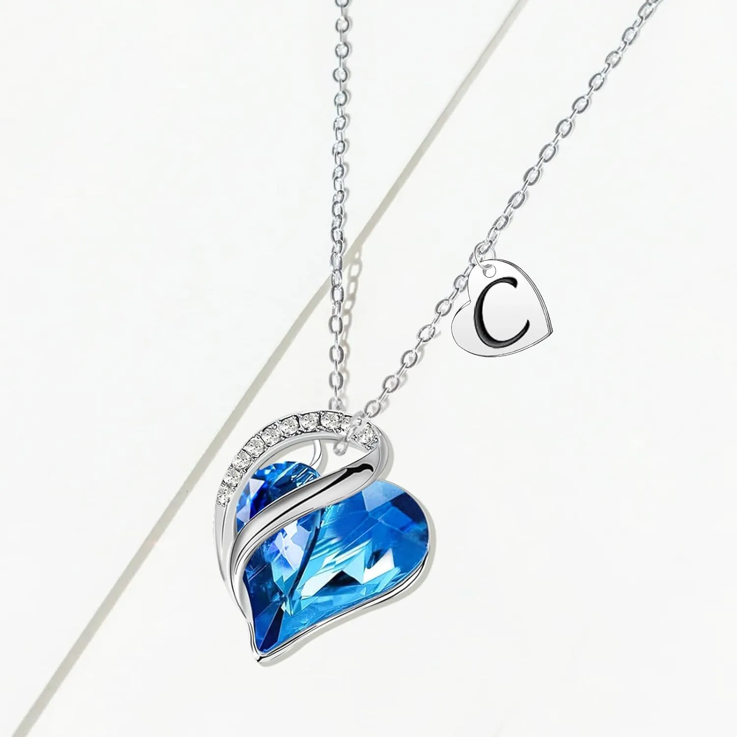 Initial Heart Necklaces for Women, Silver Letter Necklace Personalized Gifts for Women, Teens and Preteen Girls for Age 3 