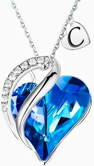 Initial Heart Necklaces for Women, Silver Letter Necklace Personalized Gifts for Women, Teens and Preteen Girls for Age 3 
