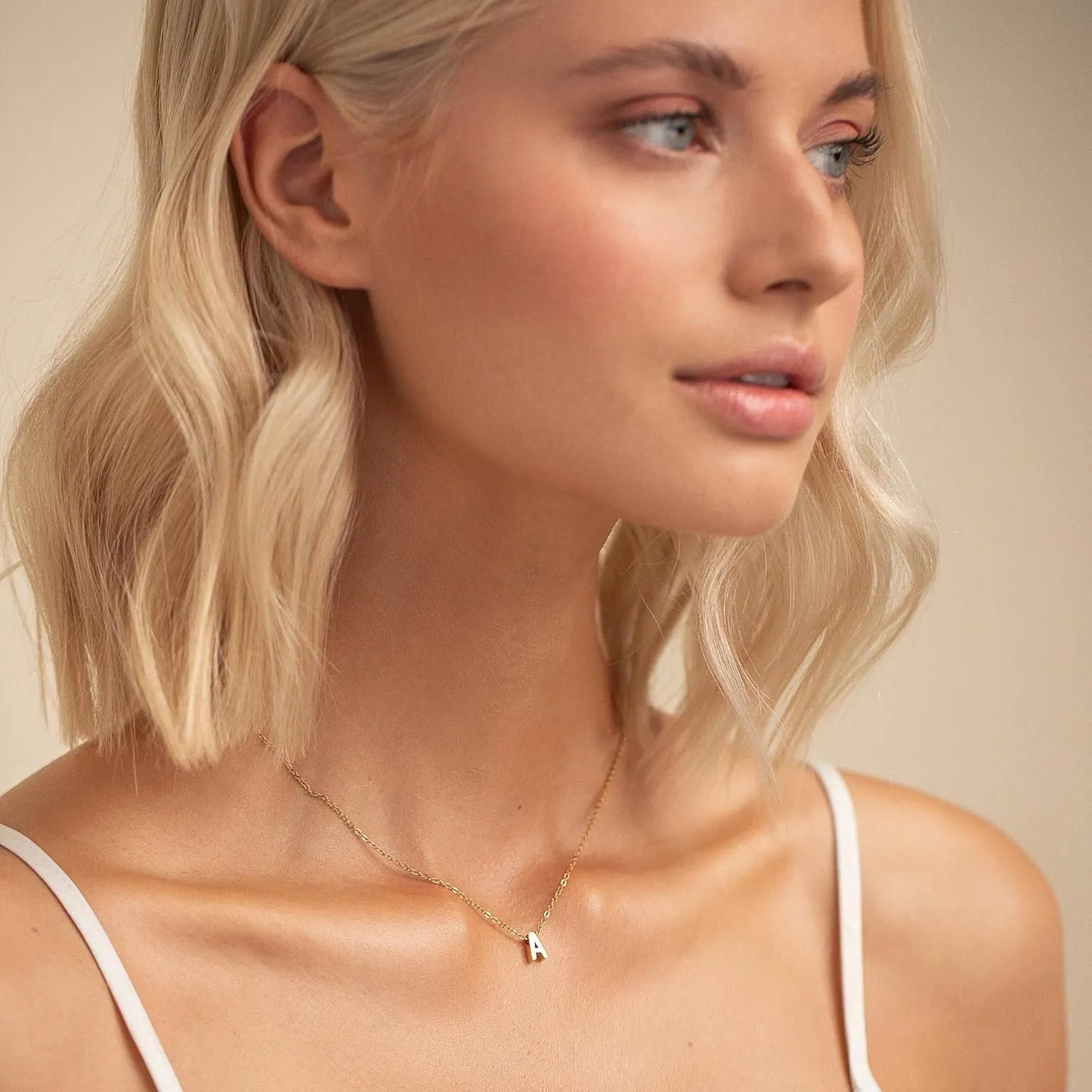 Initial Necklace for Women Girls Kids - Dainty 18K Gold Plated Initial Necklace Tiny A-Z Pendant Necklace Cute Initial Letter Necklace Gold Jewelry Necklace for Women