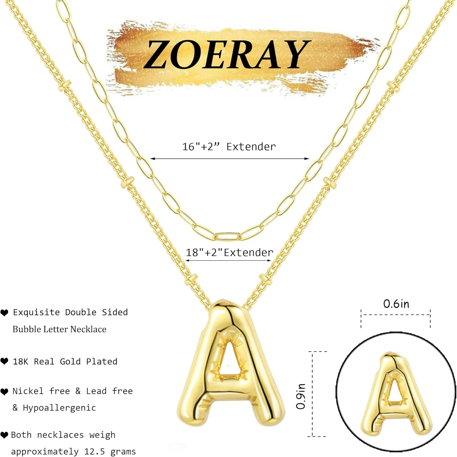 Initial Necklaces for Women Balloon Bubble Letter Necklace Gold Dainty Layered Paperclip Chain Alphabet Pendant Puffy Name Personalized Choker Necklace Jewelry Gifts for Women