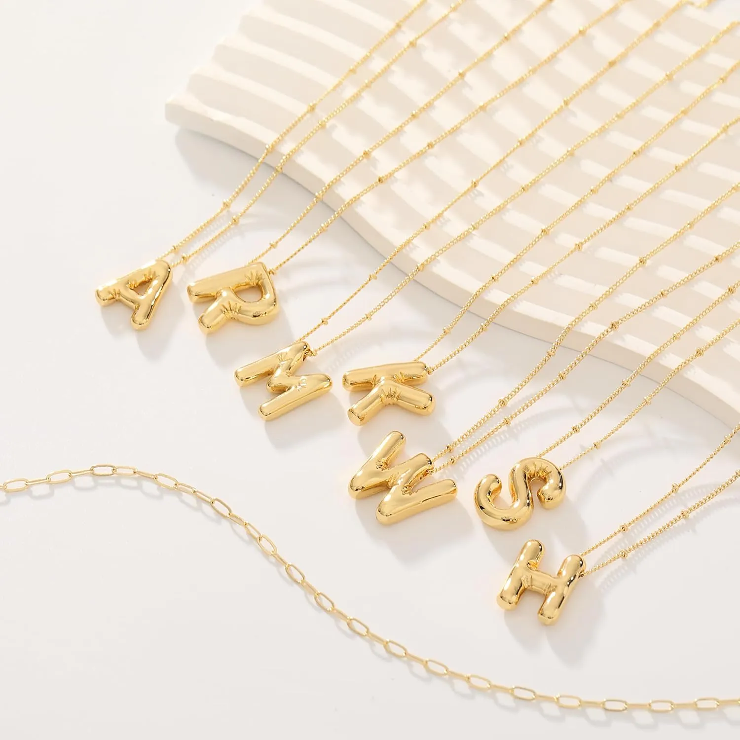 Initial Necklaces for Women Balloon Bubble Letter Necklace Gold Dainty Layered Paperclip Chain Alphabet Pendant Puffy Name Personalized Choker Necklace Jewelry Gifts for Women