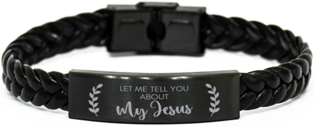 Inspirational Bracelets for Christian Gifts, Let Me Tell You About My Jesus, Jesus Bracelet, Prayer Bracelet, Faith Bracelets for Men and Women, Braided Rope Bracelet