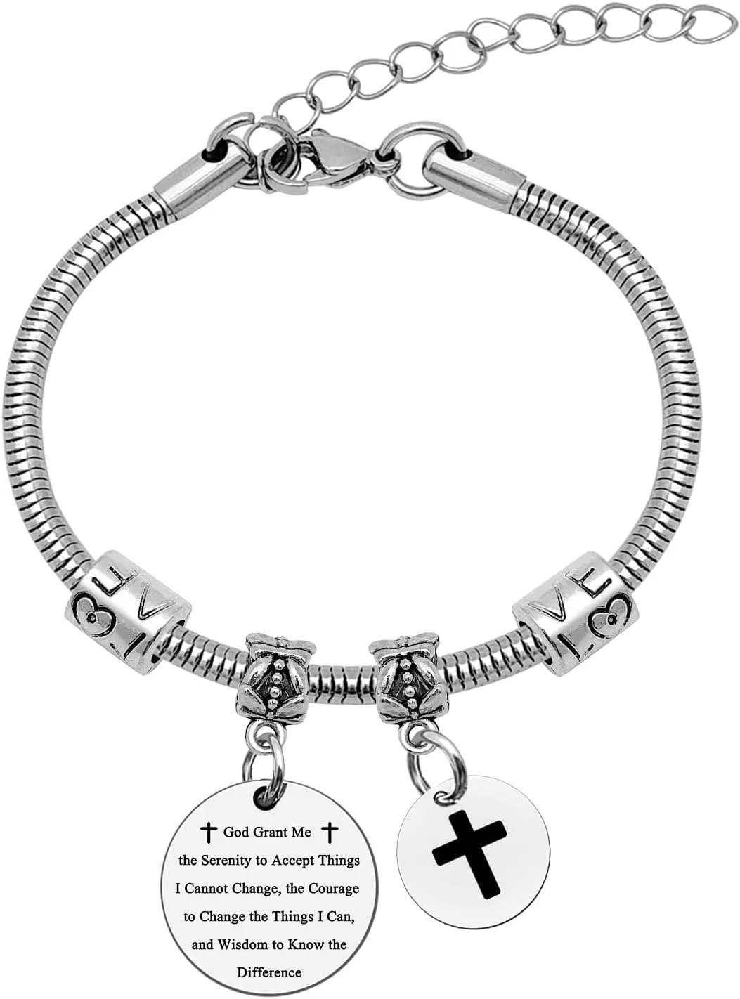 Inspirational Gifts Bracelets Serenity Prayer Gifts for Women Friends Sobriety Addiction Recovery AA Gifts Encouragement Christian Bible Verse Presents for Her Bracelets Birthday Religious Jewelry