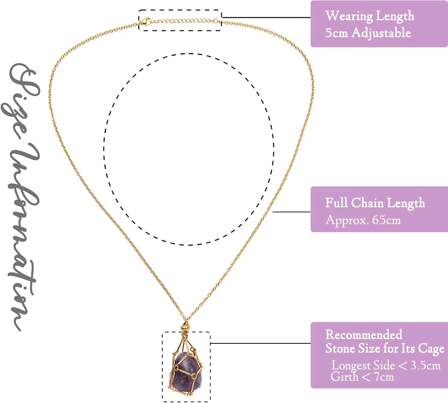 Interchangeable Crystal Holder Necklace,Crystal Stone Cage Pendant Necklace,Stainless Steel Crystal Gemstone Holder Necklaces for Women Men