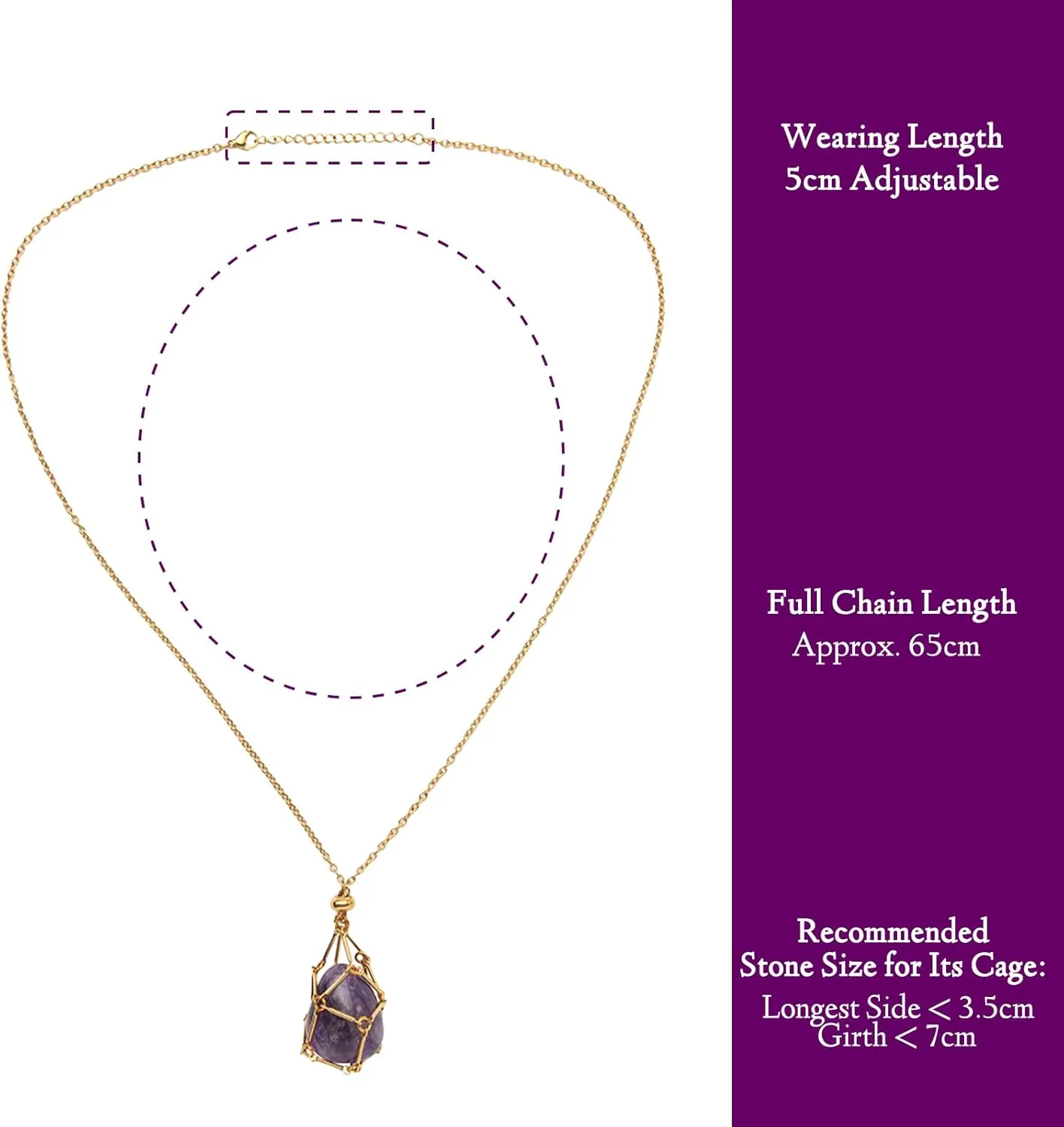 Interchangeable Crystal Holder Necklace,Crystal Stone Cage Pendant Necklace,Stainless Steel Crystal Gemstone Holder Necklaces for Women Men
