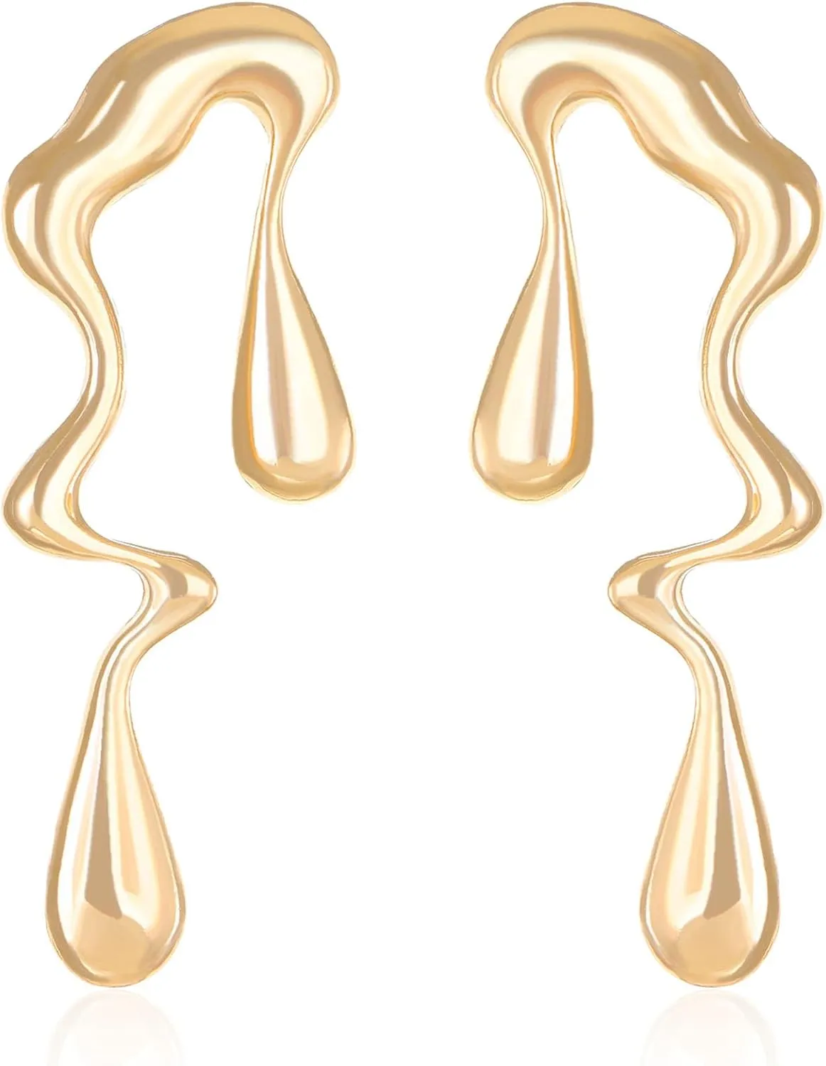 Irregular WaterDrop Studs Earrings for Women Minimalist Melted Liquid Irregular Stainless Steel Earrings Statement Jewelry