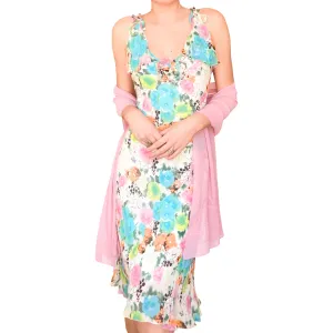 Italian Designer 2000s silk multicolor dress   shawl